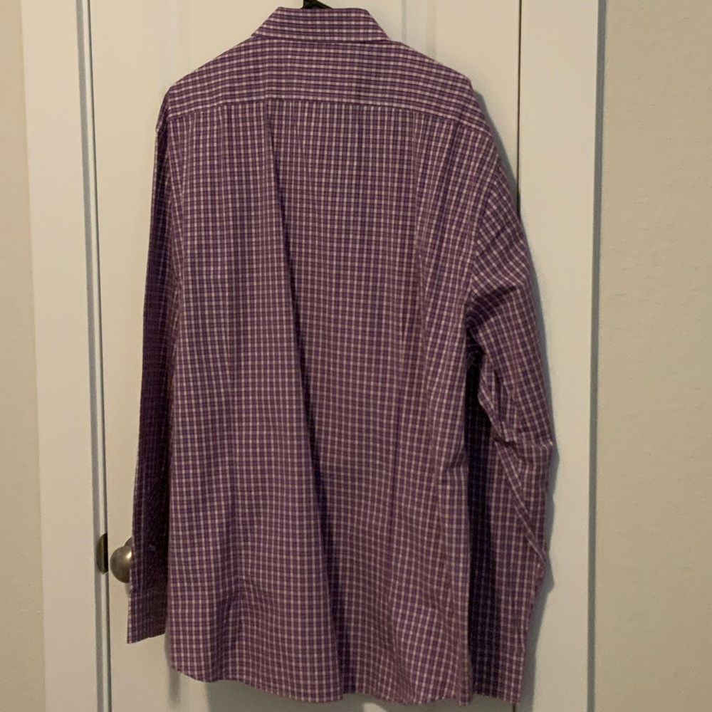 Men's Red and Blue Long Sleeve Checkered Button-Down Shirt - Picture 2 of 5